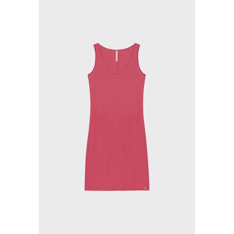 Vestido Curto Lunender Regata Canelado Rosa