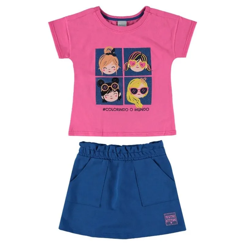 Conjunto Menina Blusa e Saia 10 ao 18 Malwee