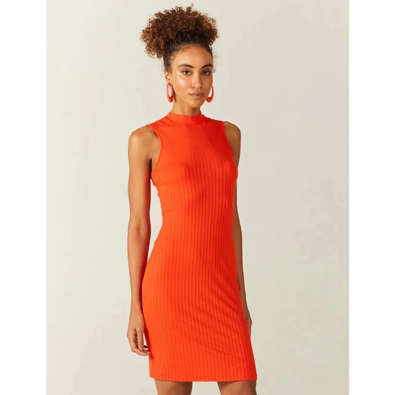 Vestido Manga Curta Canelado Viscose Malwee