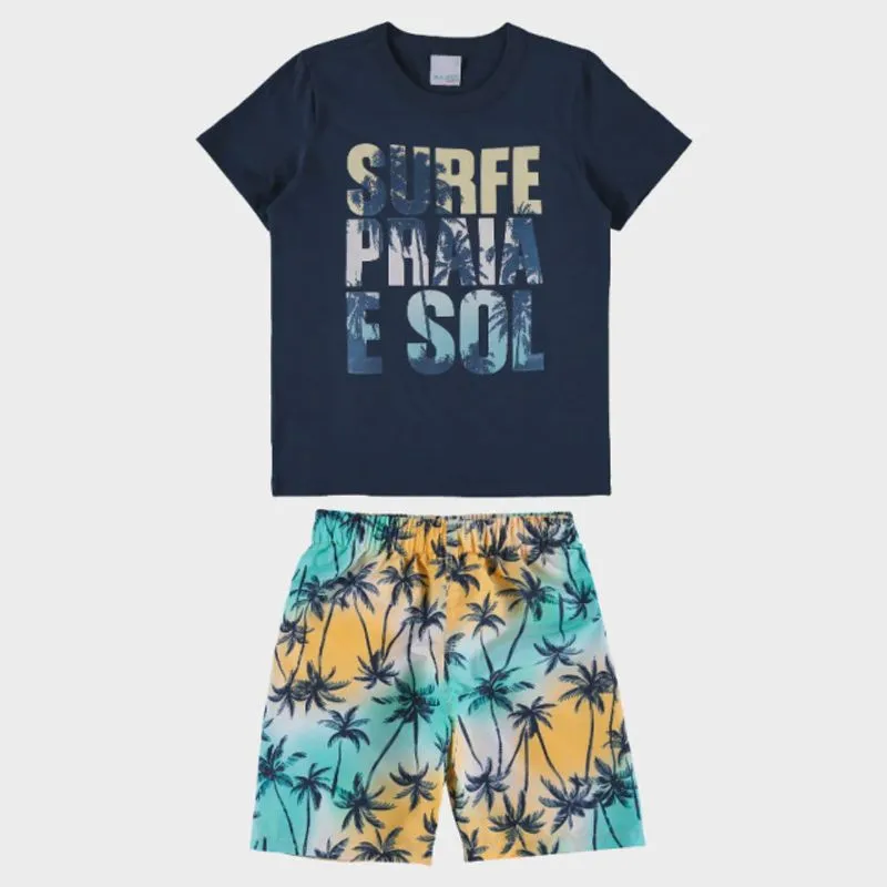 Conjunto Infantil Manga Curta Malwee 4 ao 8