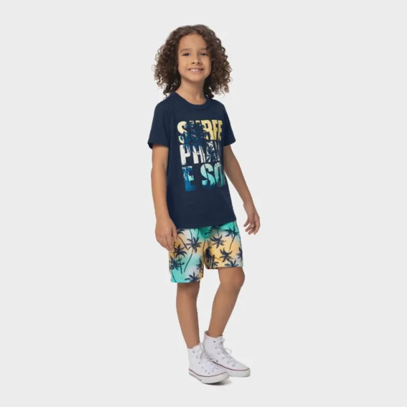 Conjunto Infantil Manga Curta Malwee 4 ao 8