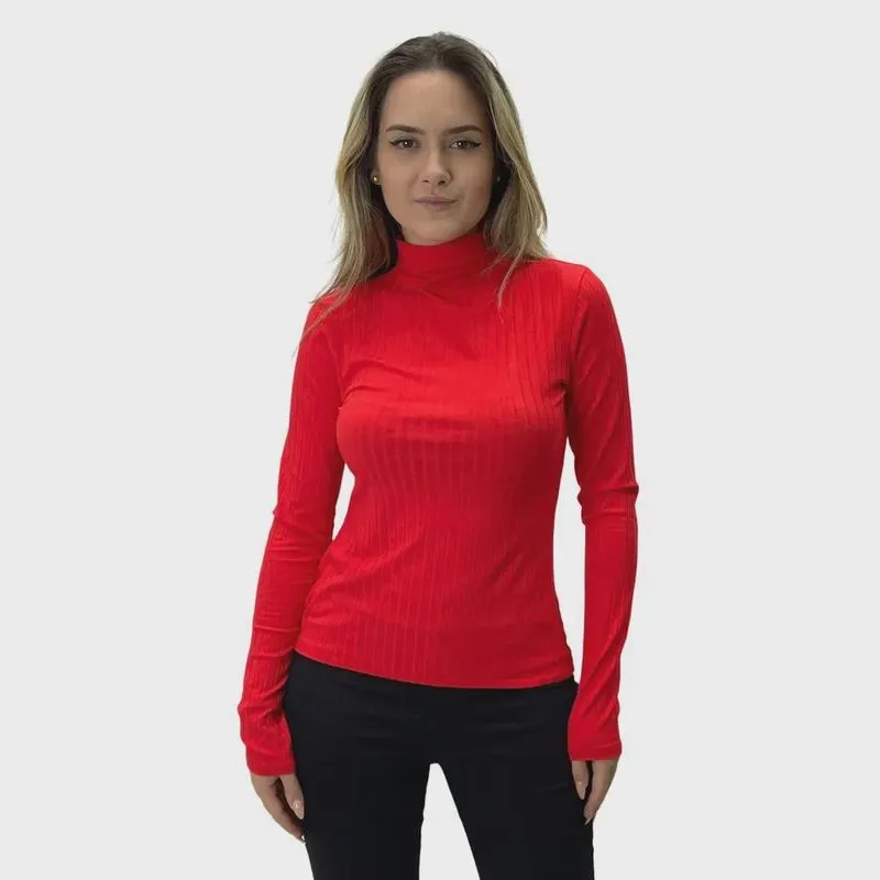 Blusa Malwee Manga longa Canelada Feminina