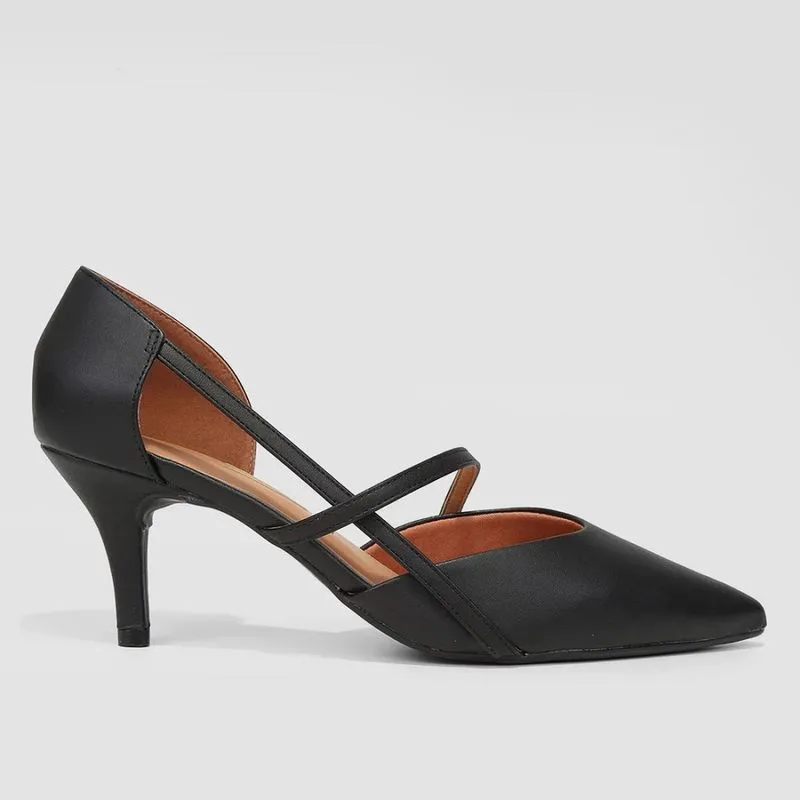 Scarpin Vizzano Salto Baixo Bico Fino Tiras Feminino