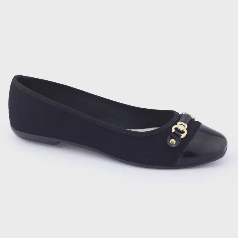 Sapatilha Casual fem Moleca 5729.111 lona sider bico verniz