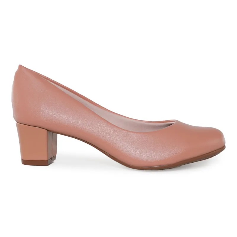 Scarpin Beira Rio Bico Redondo Feminino Nude NUDE - 35