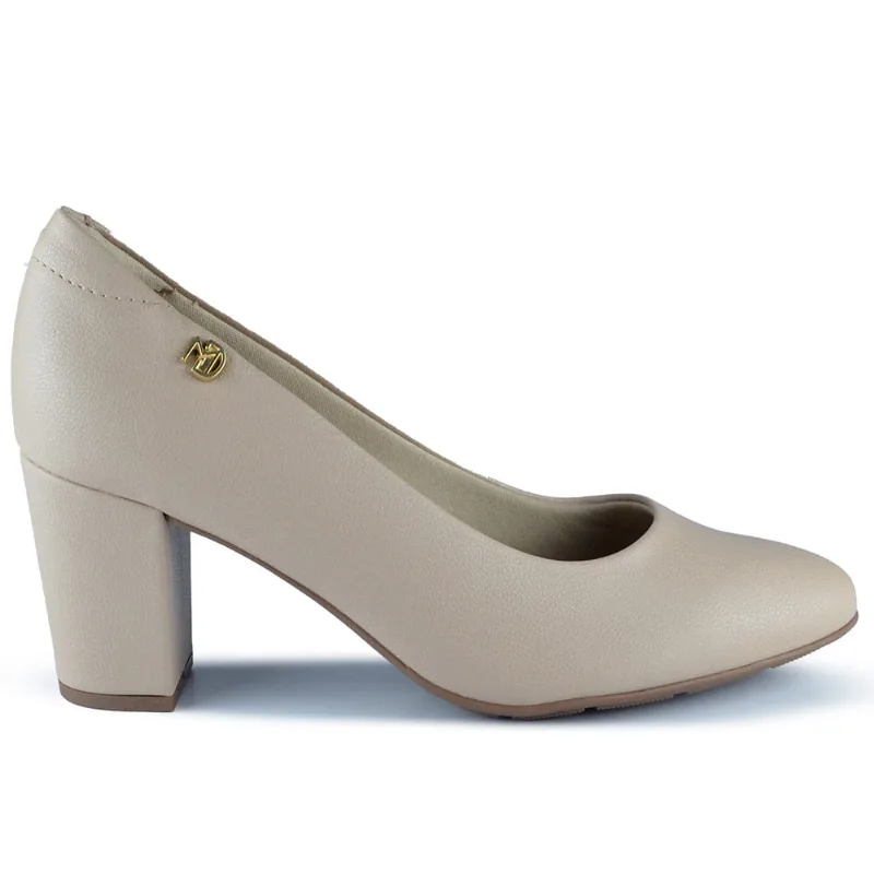 Scarpin Modare Feminino Salto Alto Bloco 7377.105 21736 NAPA BEGE 37