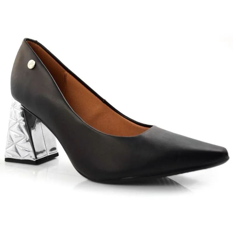 Scarpin de Salto Grosso Metalizado Vizzano Exclusivo Preto 1387.300.12553 39