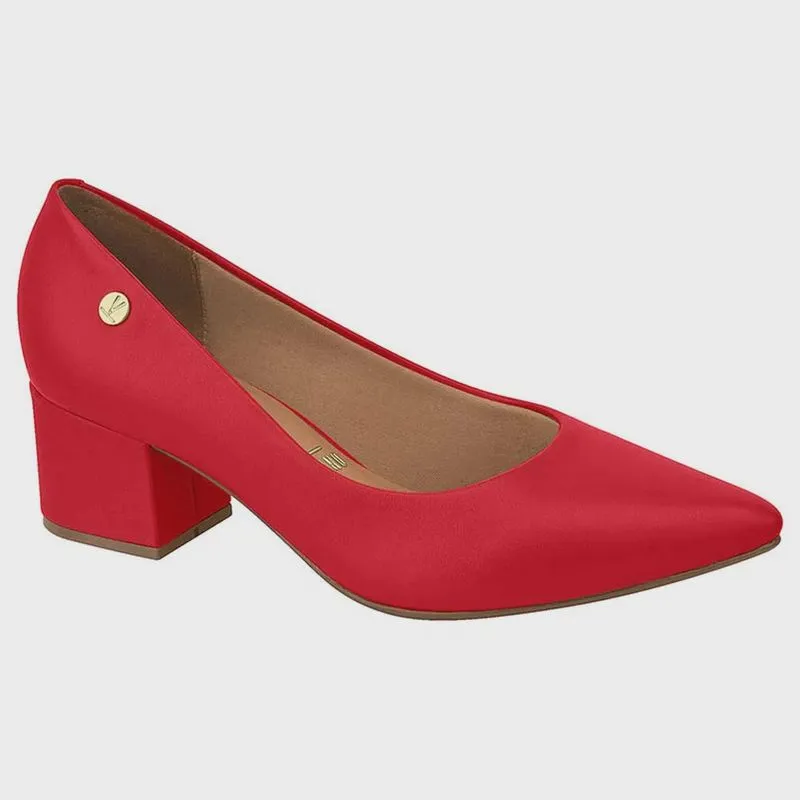 Scarpin Feminino Salto Bloco Pelica Vermelho Vizzano 1220.315