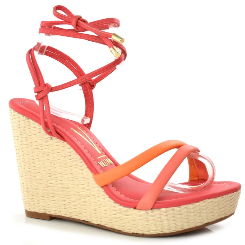 Sandália Anabela Feminina Vizzano Laranja 6283.2082.7286 35