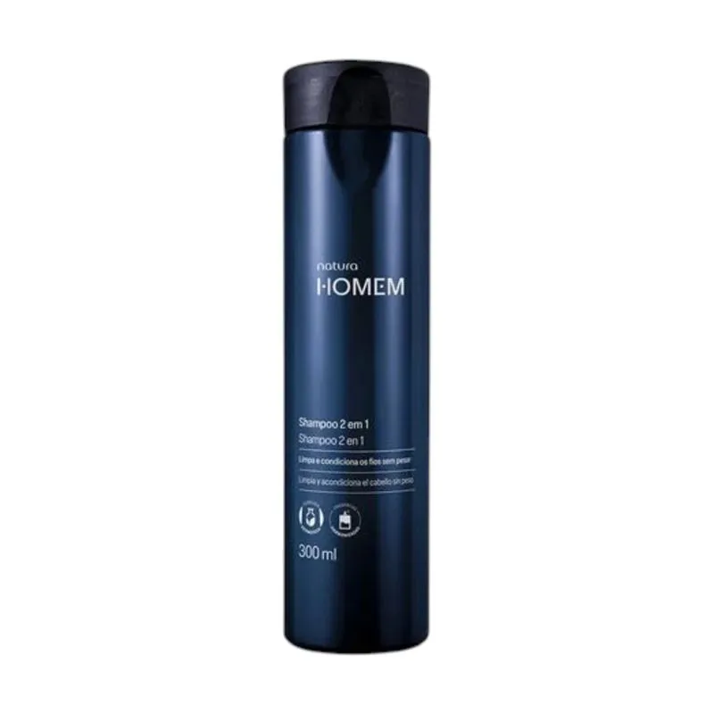 Shampoo Masculino 2 Em 1 Limpa E Condiciona Natura Homem 300ml