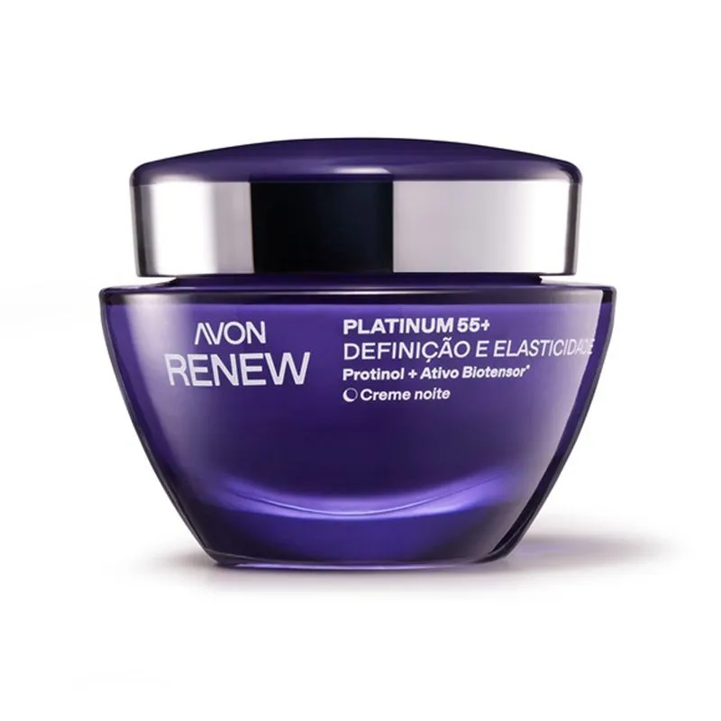 Creme Facial Avon Renew Platinum 55+ Noite Definição e Elasticidade 50g