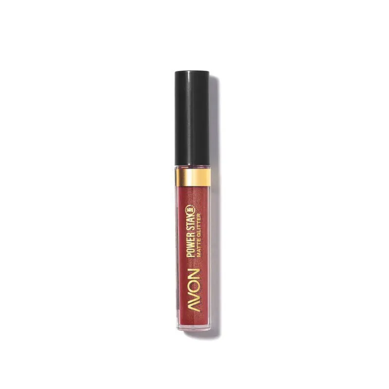 Batom Líquido Matte Glitter Effect 16h Avon Power Stay Nude Iluminado 4ml