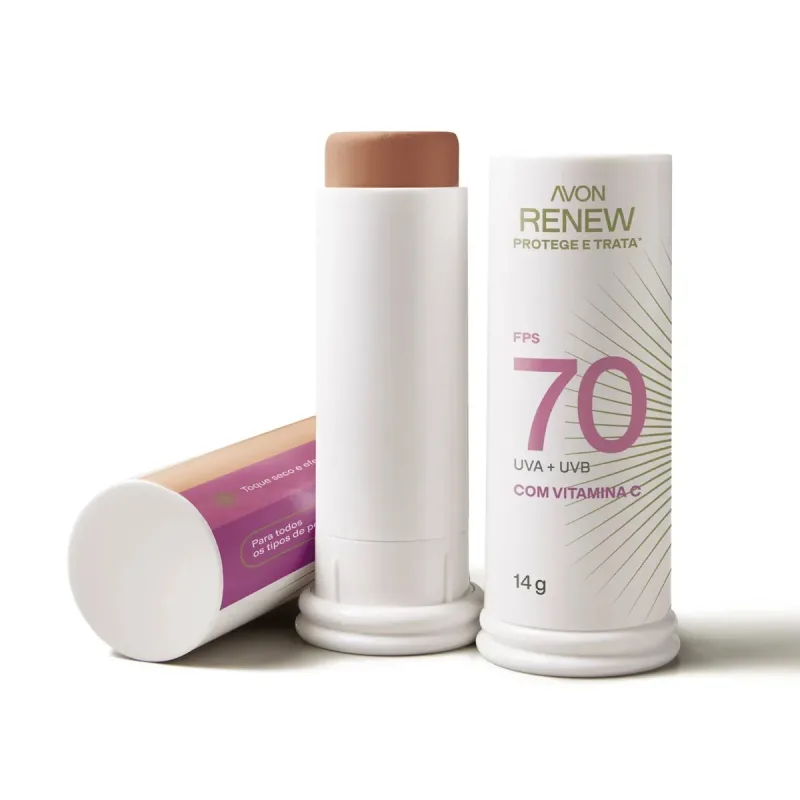 Multiprotetor em Bastão Avon Renew FPS70 - Média Escura 4.0 14g