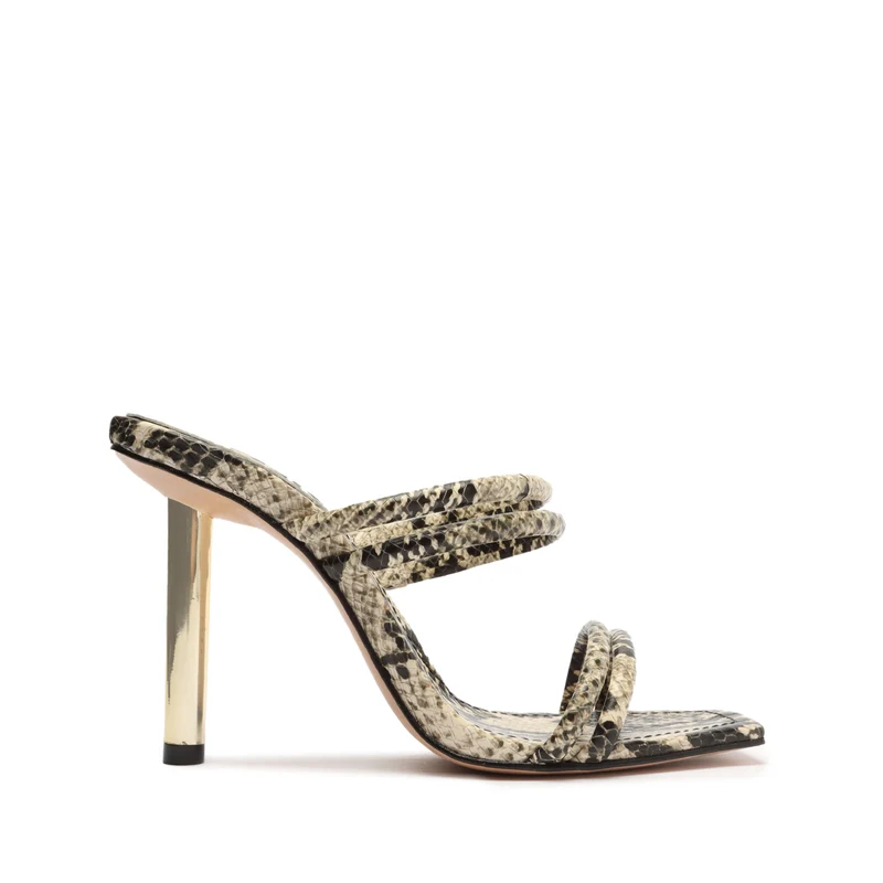 Lover Snake Embossed Leather Sandal 10.5 / Natural Snake / Snake Embossed Leather