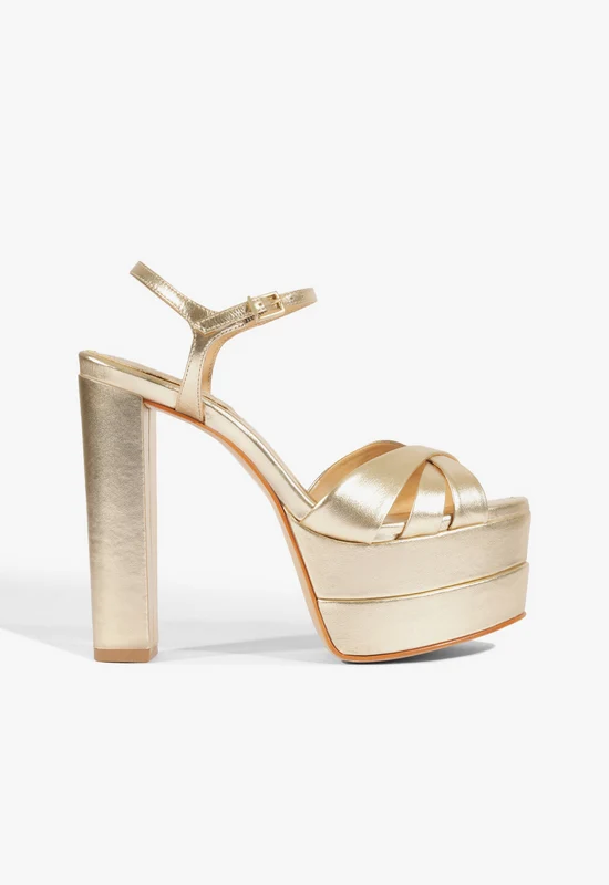 Keefa High Sandal 9 / Gold / Metallic Leather