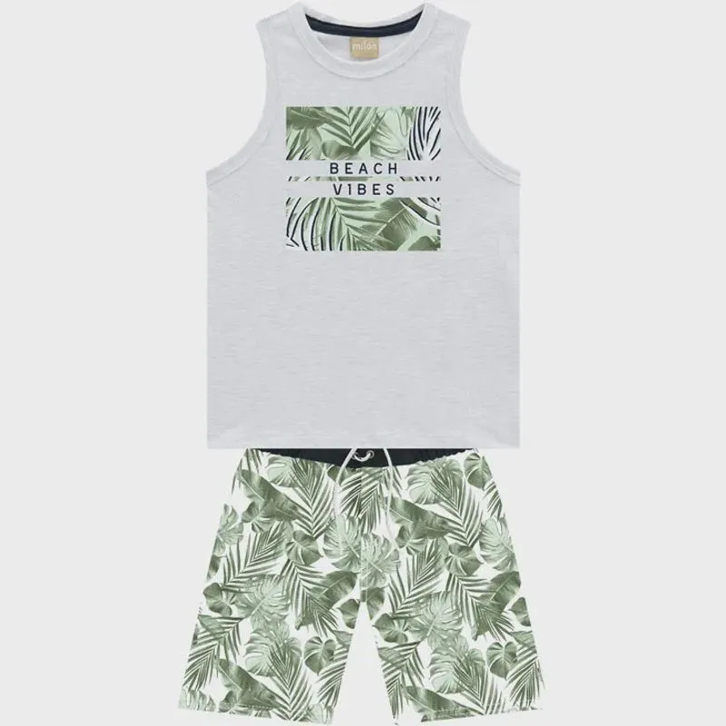 Conjunto Milon Infantil Regata Bermuda Beach Vibes Mescla White