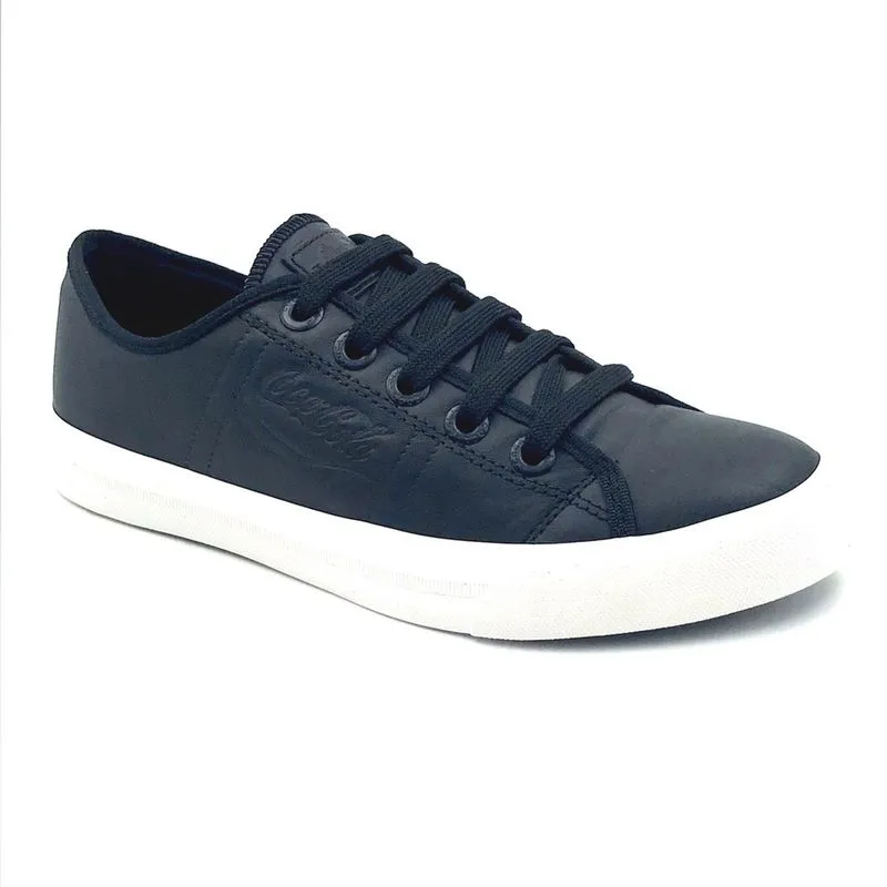 Tênis Coca Cola Feminino Casual Couro Preto 2288