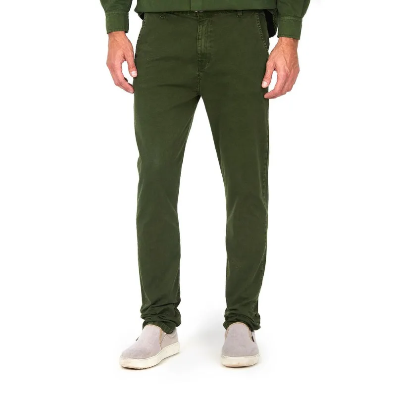 Calça Masculina Sarja Alfaiataria Slim Polo Wear Verde Escuro 38