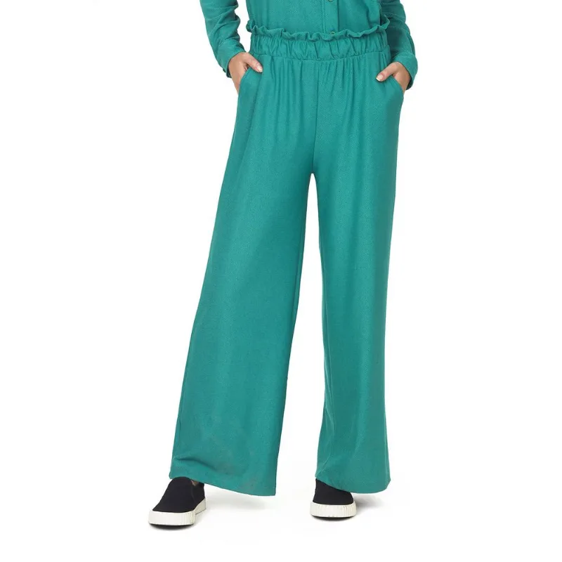 Calça Cós Alto Pantalona Polo Wear Verde Médio G