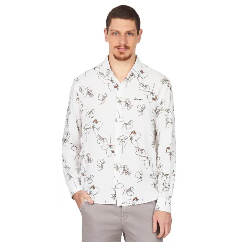 Camisa Masculina Slim Viscose Estampada Polo Wear Branco 5