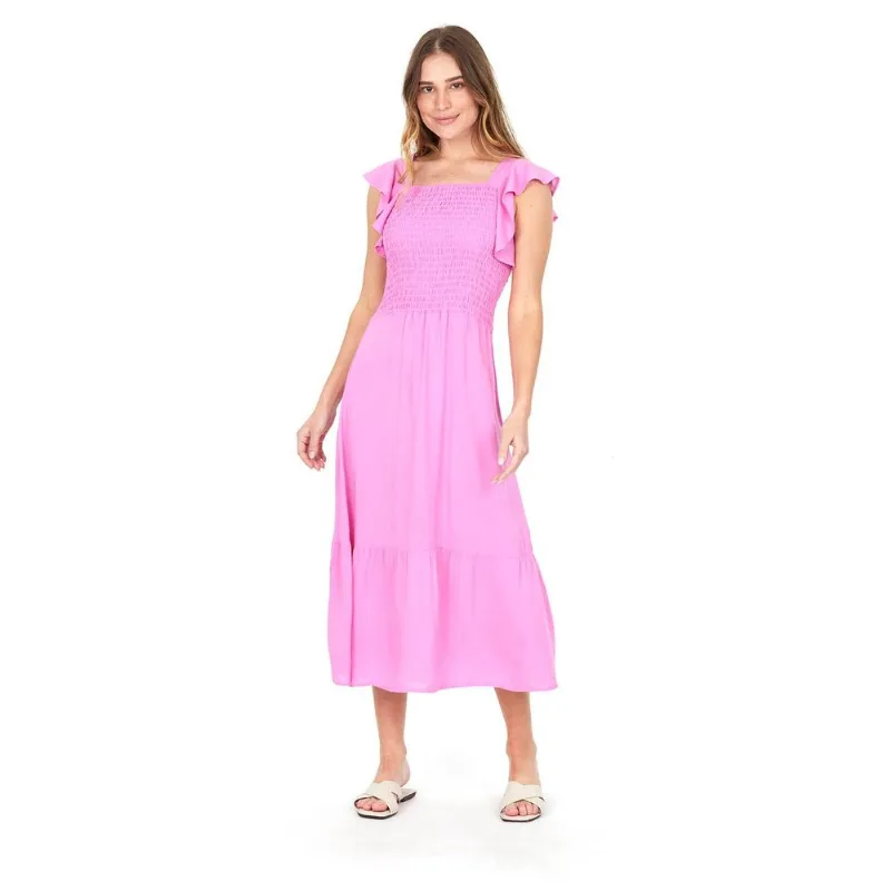 Vestido Feminino Midi Estampado Polo Wear Rosa Médio G