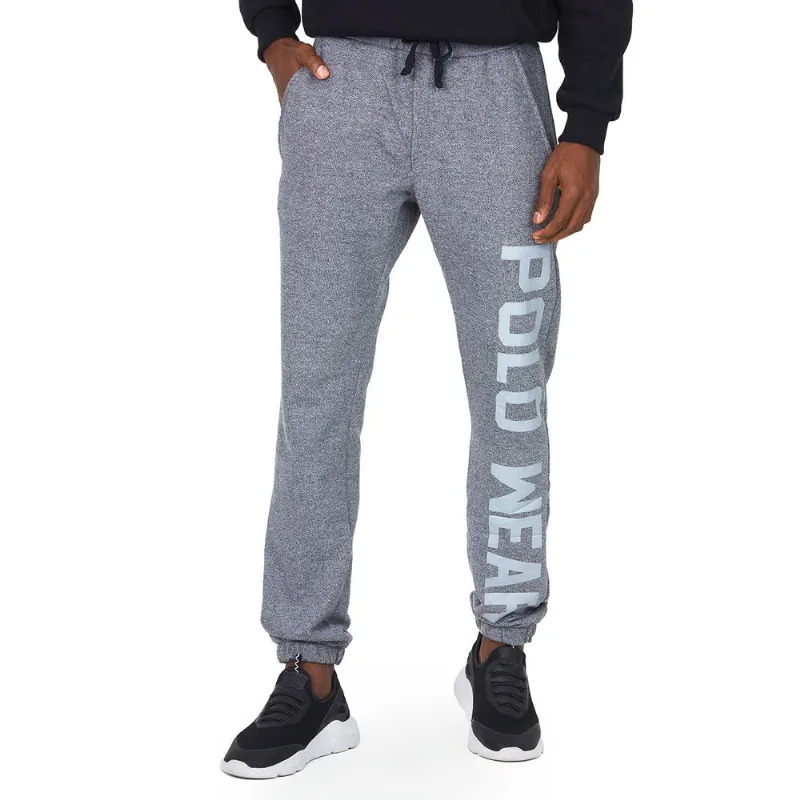 Calça Moletom Elastico Barra Polo Wear Mescla Escuro Cinza GG