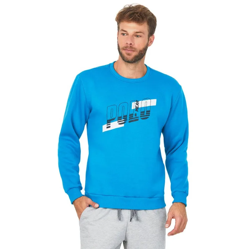 Blusa Masculina Moletom Polo Wear Azul Médio P