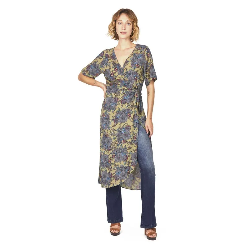 Vestido Transpassado Estampado Polo Wear Bege Escuro G