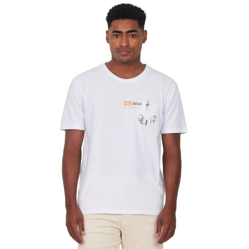 Camiseta Masculina Bolsinho Blessed Polo Wear Branco GG