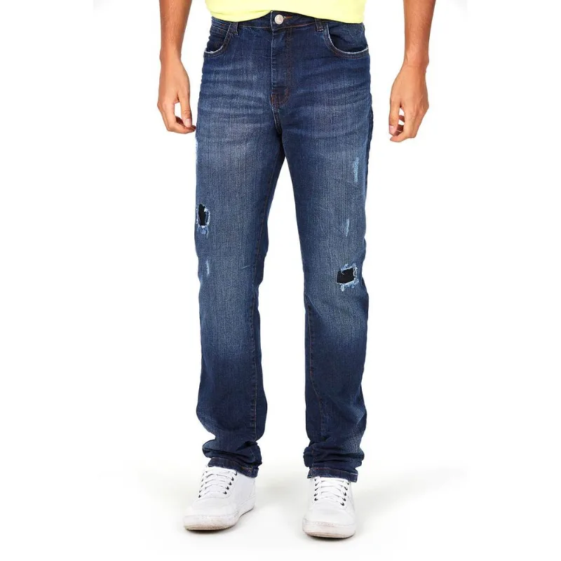 Calça Masculina Slim Puídos Polo Wear Jeans Escuro 44