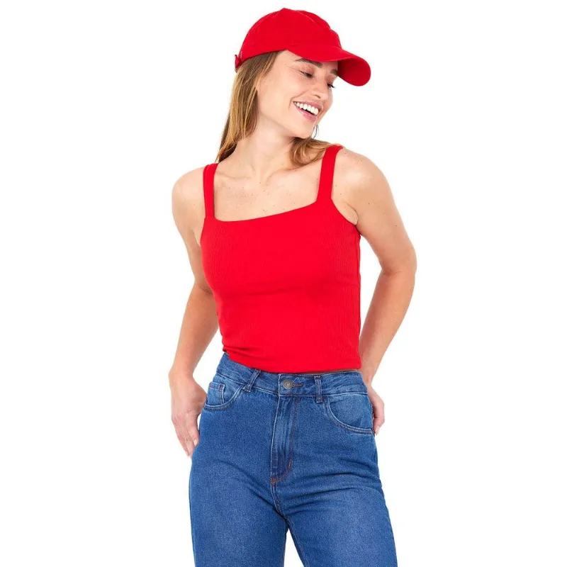 Regata Feminina Decote Quadrado Polo Wear Vermelho Médio GG