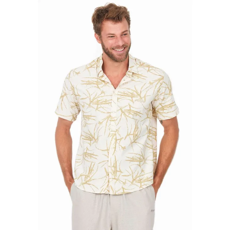 Camisa Viscolinho Blessed Estampado Polo Wear Bege Médio P
