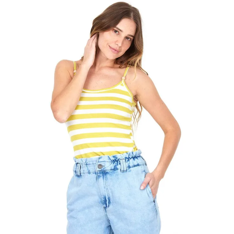 Regata Feminina Listrada Polo Wear Amarelo Médio GG
