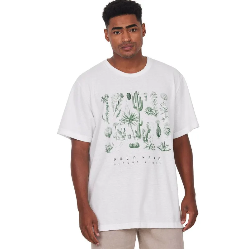 Camiseta Masculina Blessed Cactos Polo Wear Branco P