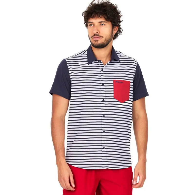 Camisa Masculina Listrada Polo Wear Azul Escuro GG