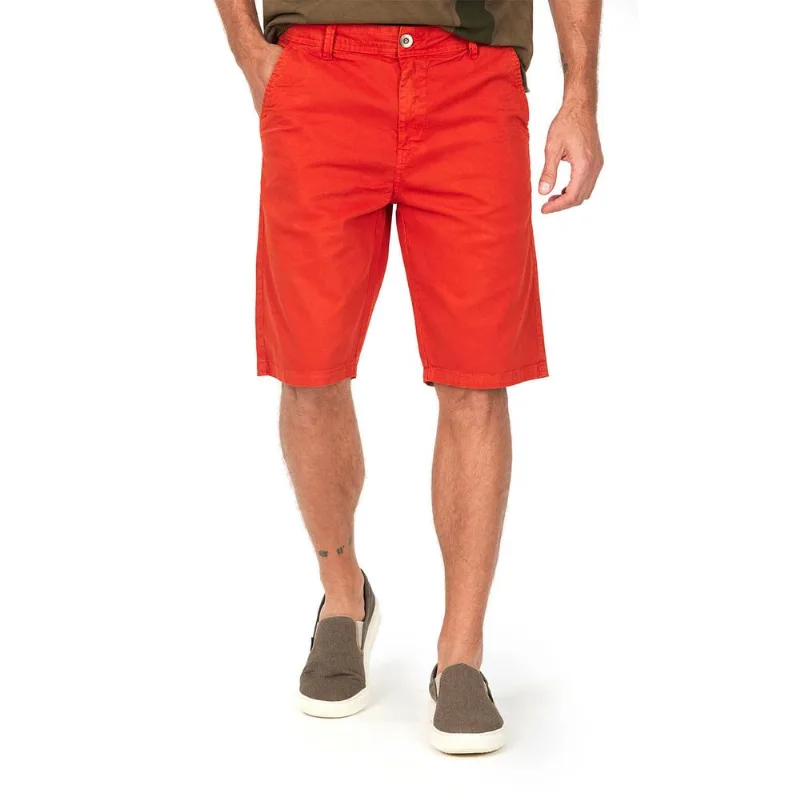Bermuda Masculina Blessed Sarja Slim Polo Wear Laranja Escuro 38