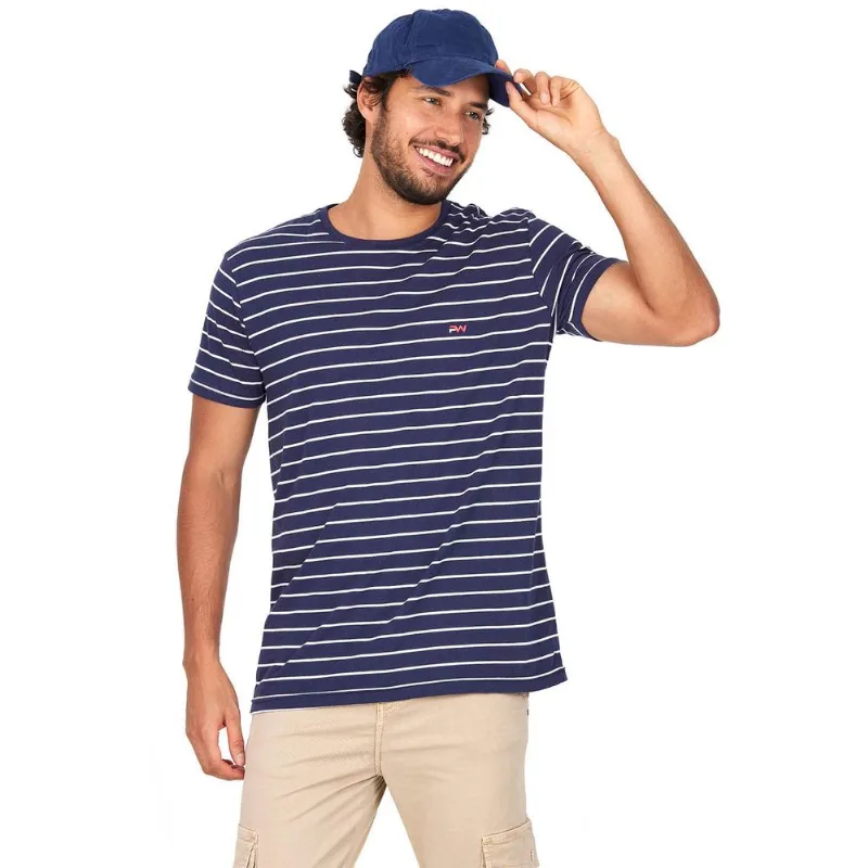 Camiseta Masculina Nautical Listrada Polo Wear Azul Escuro P