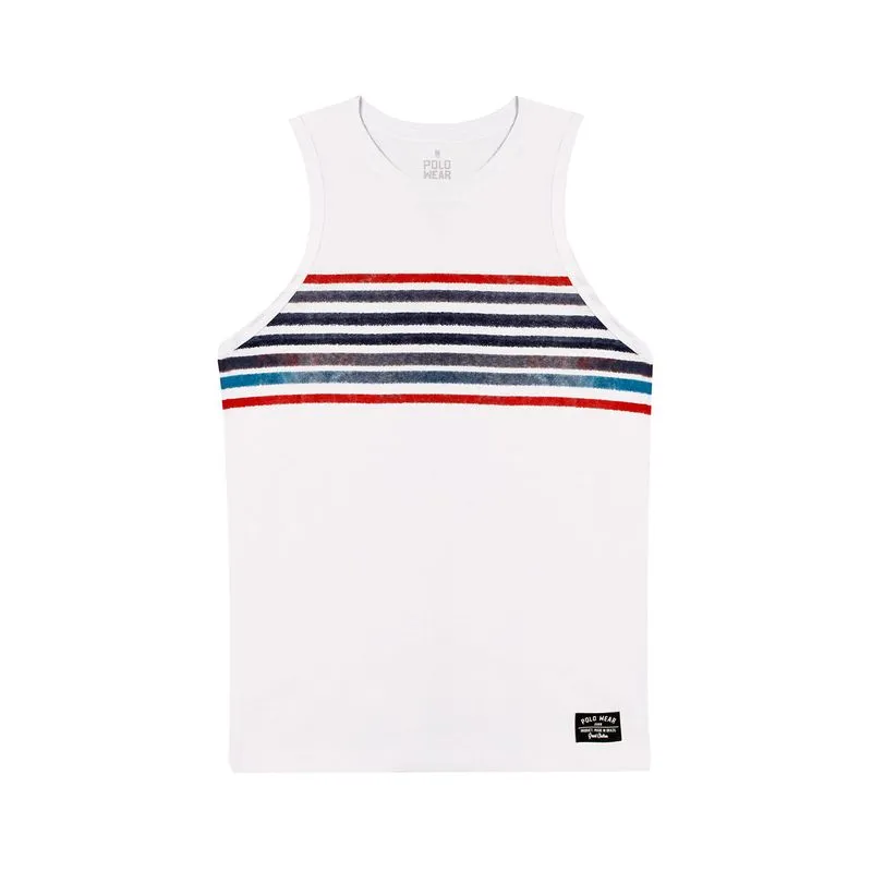 Regata Masculina Infantil Meia Malha Polo Wear Branco