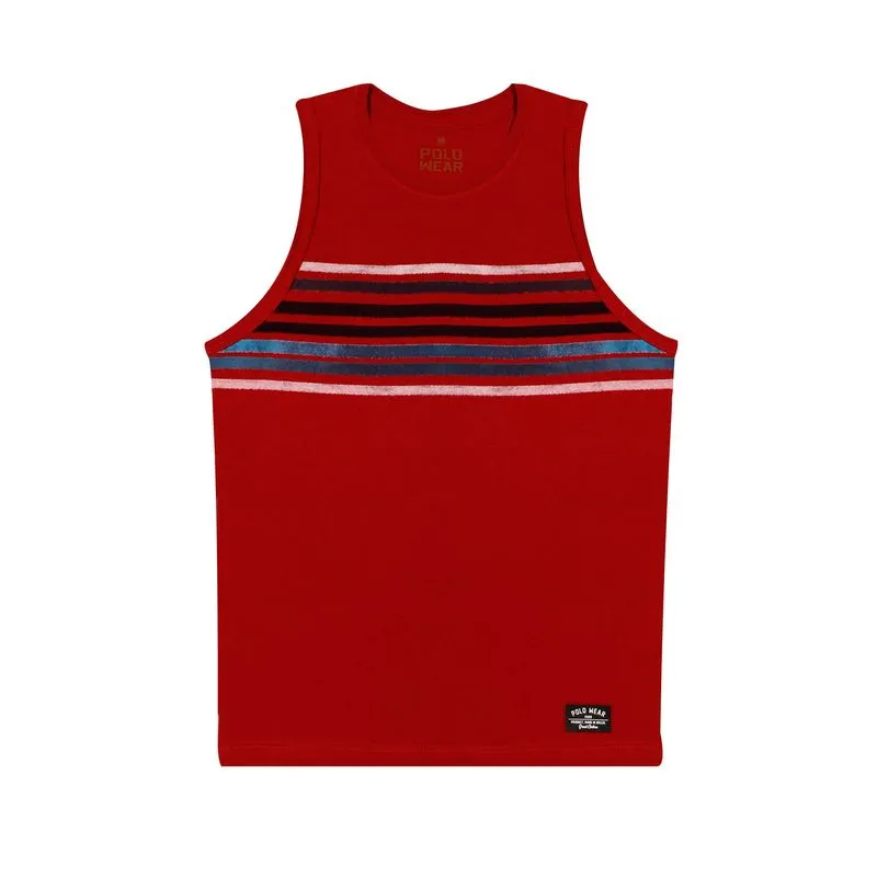 Regata Masculina Infantil Meia Malha Polo Wear Vermelho Escuro