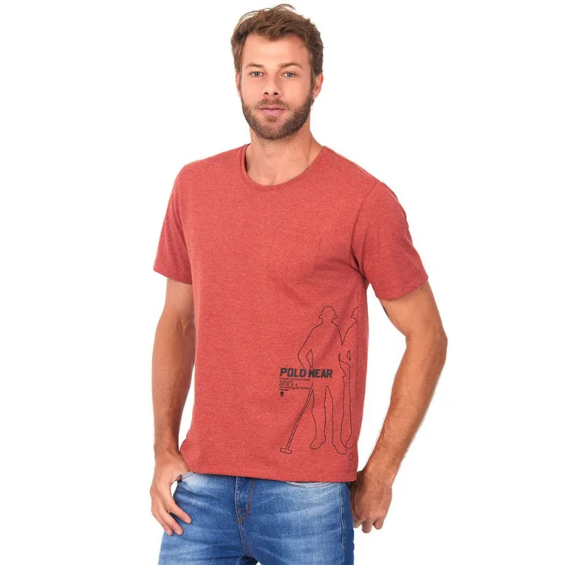 Camiseta Masculina Blessed Com Bolso Polo Wear Laranja Médio P