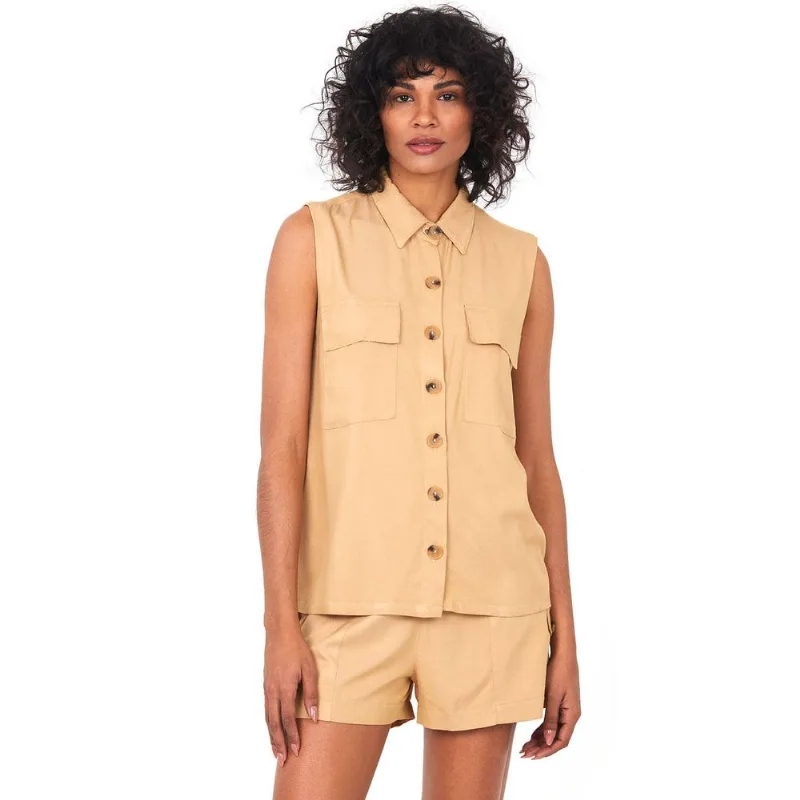 Blusa Feminina Blessed Abertura Frontal Polo Wear Bege Claro M