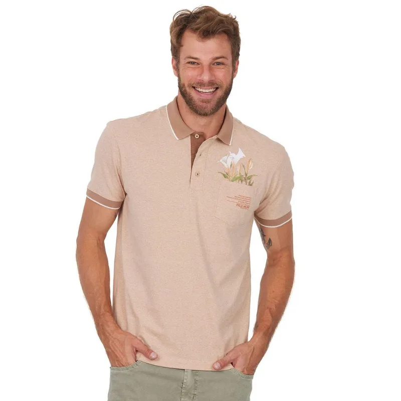 Polo Masculina Blessed Estampada Polo Wear Bege Médio M