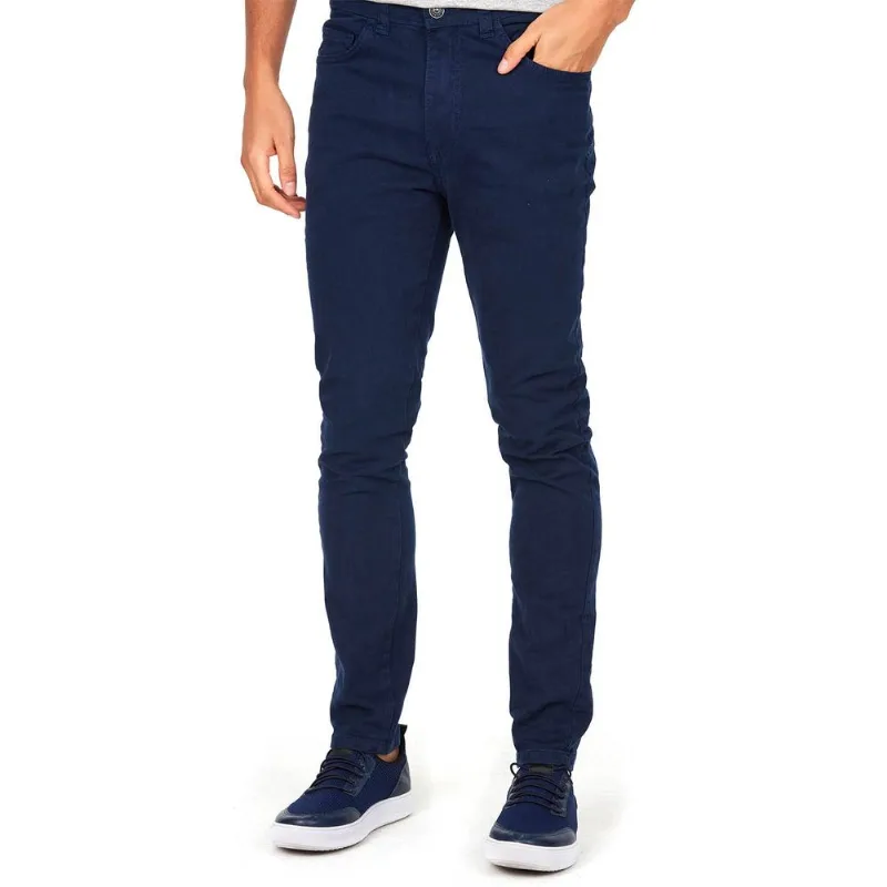 Calça Masculina Sarja Slim Logo Polo Wear Azul Escuro 42