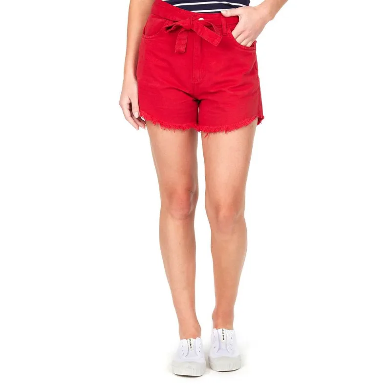 Short Sarja Feminino Nautical Polo Wear Vermelho Médio 40