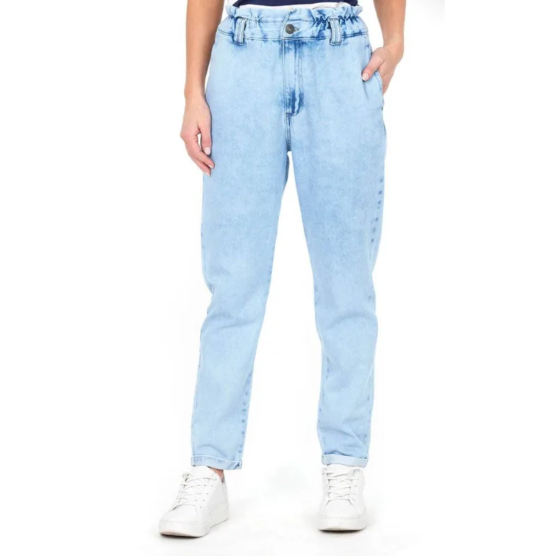 Calça Feminina Paperbag Polo Wear Jeans Claro 38