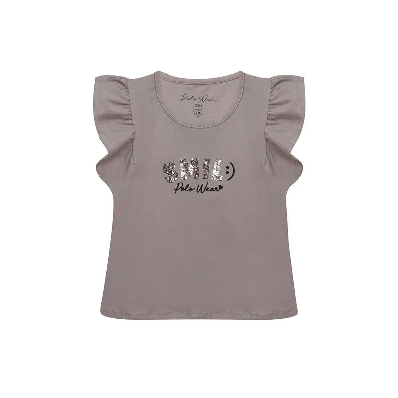 Blusa Infantil Feminina Blessed Polo Wear Cinza Médio