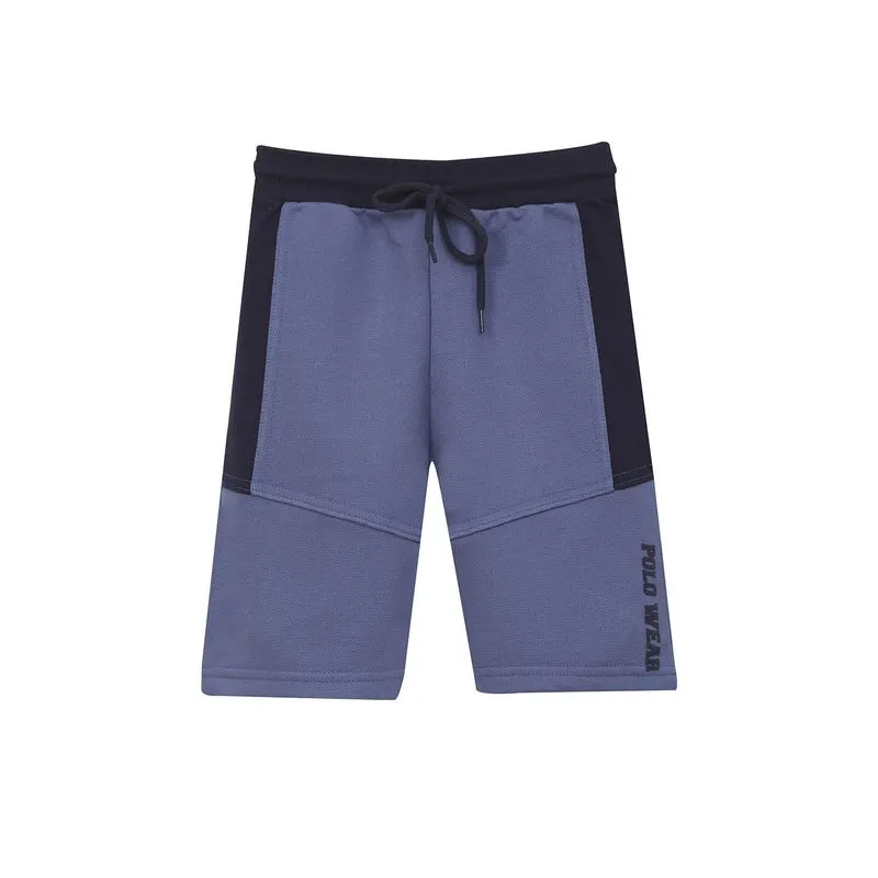 Bermuda Masculina Moletom Infantil Polo Wear Azul Médio