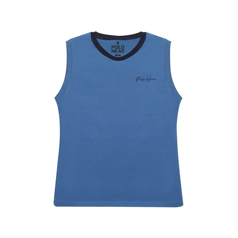 Regata Masculina Infantil Meia Malha Blessed Polo Wear Azul Médio