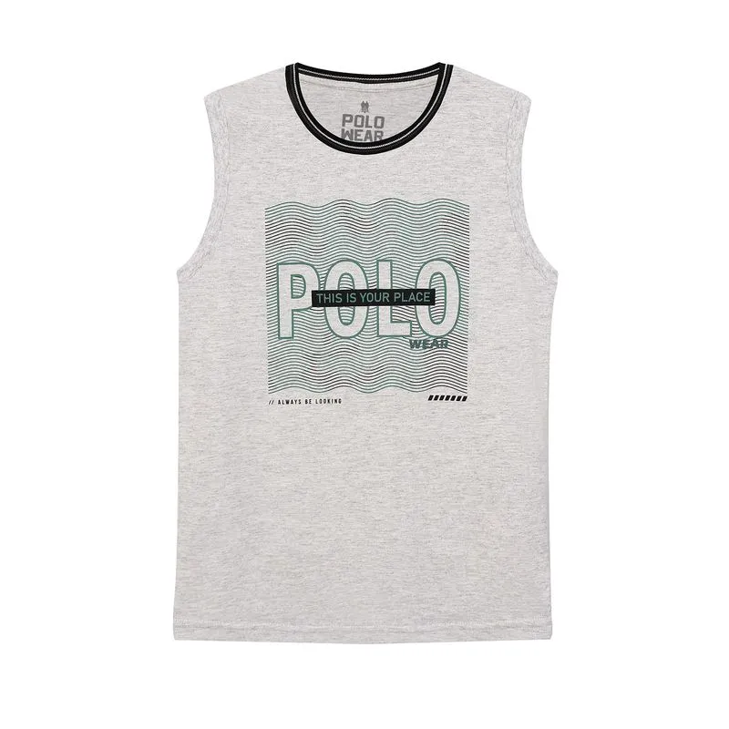 Regata Masculina Infantil Estampa Polo Wear Mescla Claro