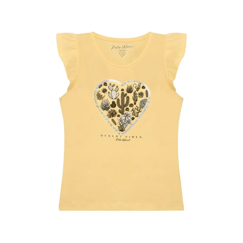 Blusa Feminina Infantil Meia Blessed Polo Wear Amarelo Claro